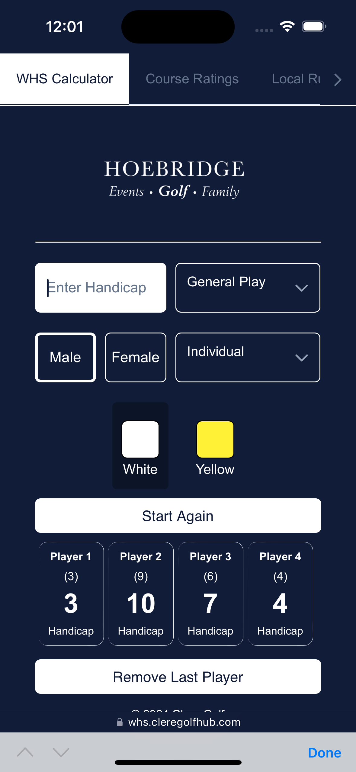 WHS Calculator Hoebridge